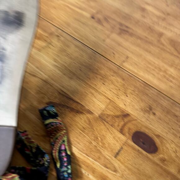 J. Crew Wrap Around Floral Ribbon Lace Up Flat Sandals Size 9 - Picture 5 of 6